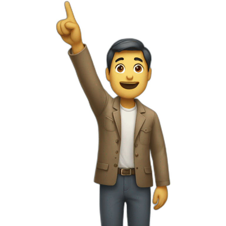 Man pointing at upwards message emoji