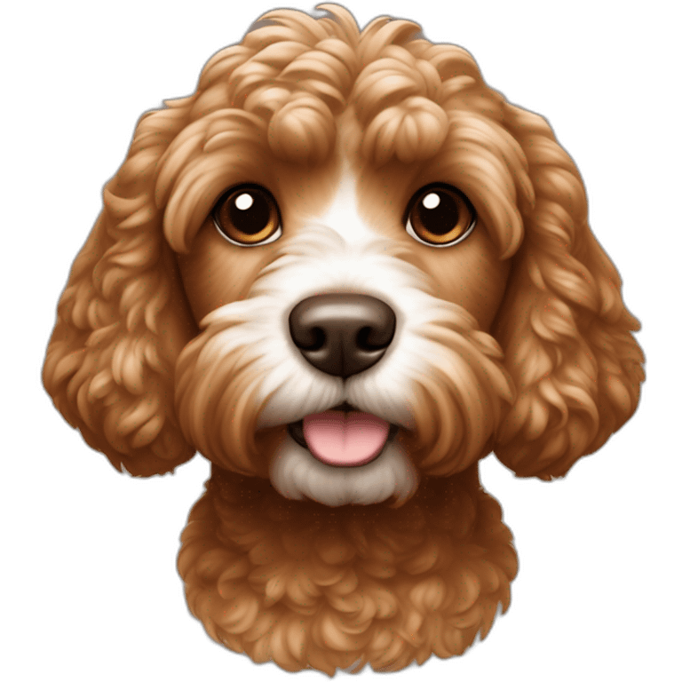 Reddish light brown cockapoo with small white patch on chin full body emoji