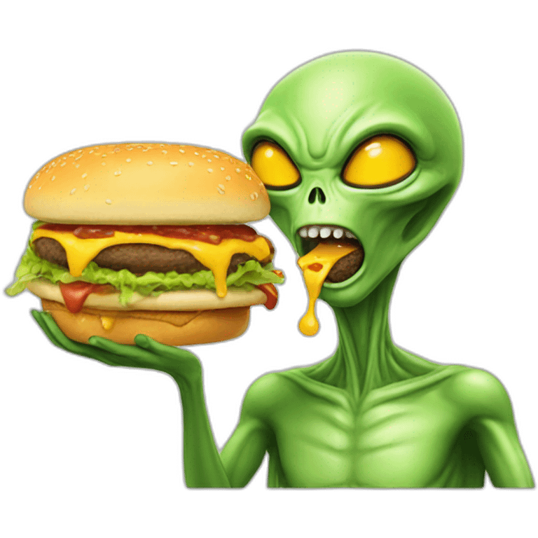 alien eating a cheeseburger emoji