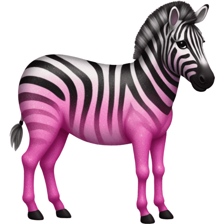 Pink ombre full body zebra with glitter emoji