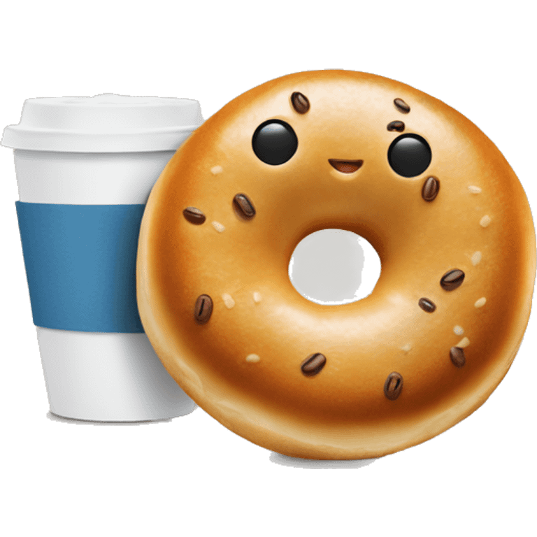 Bagel and coffee happy emoji