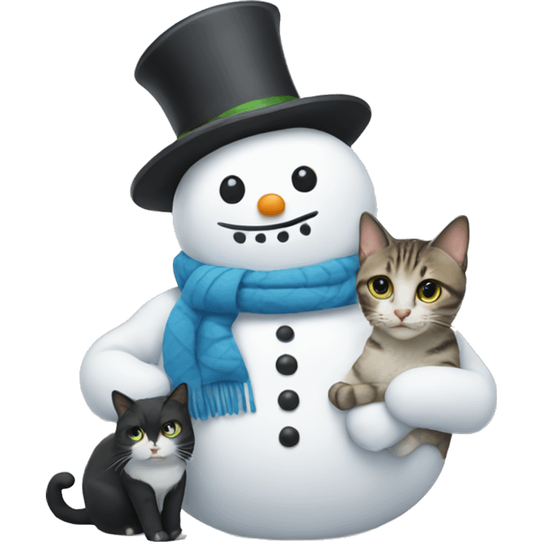 Snowman holding a cat  emoji