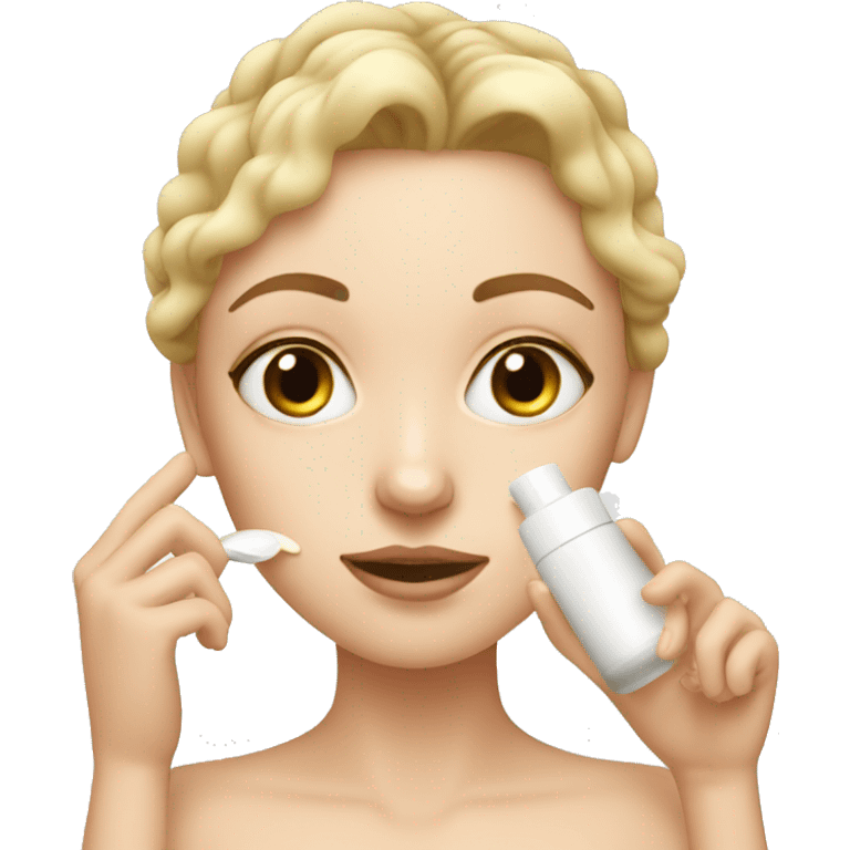 white girl applying cream on face emoji