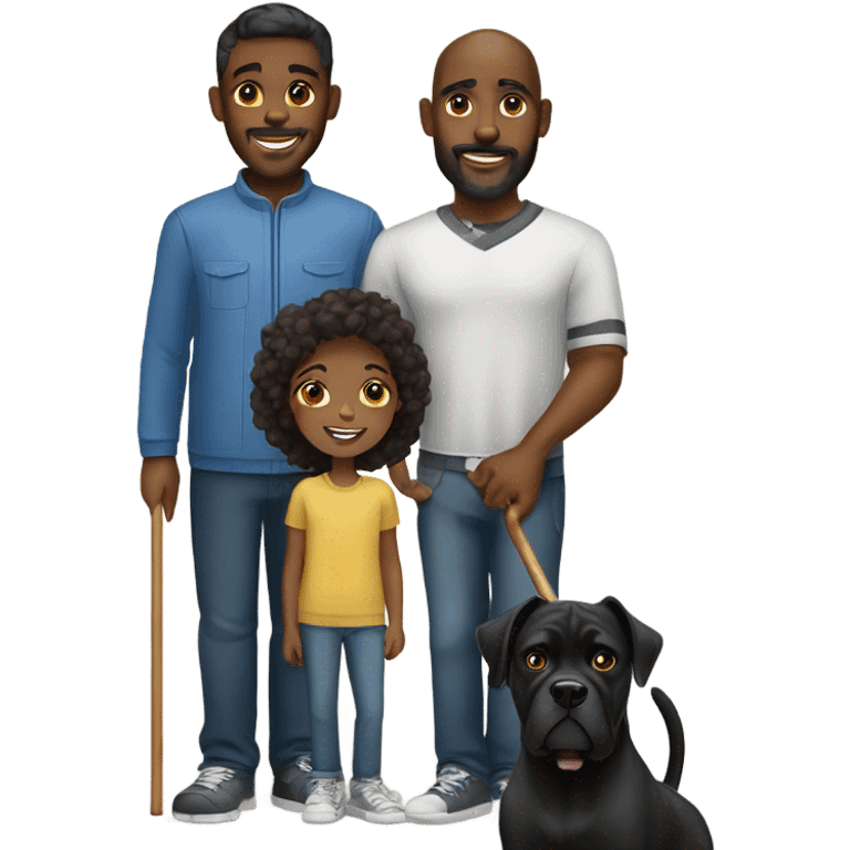 black family with 2 cane corso dogs emoji