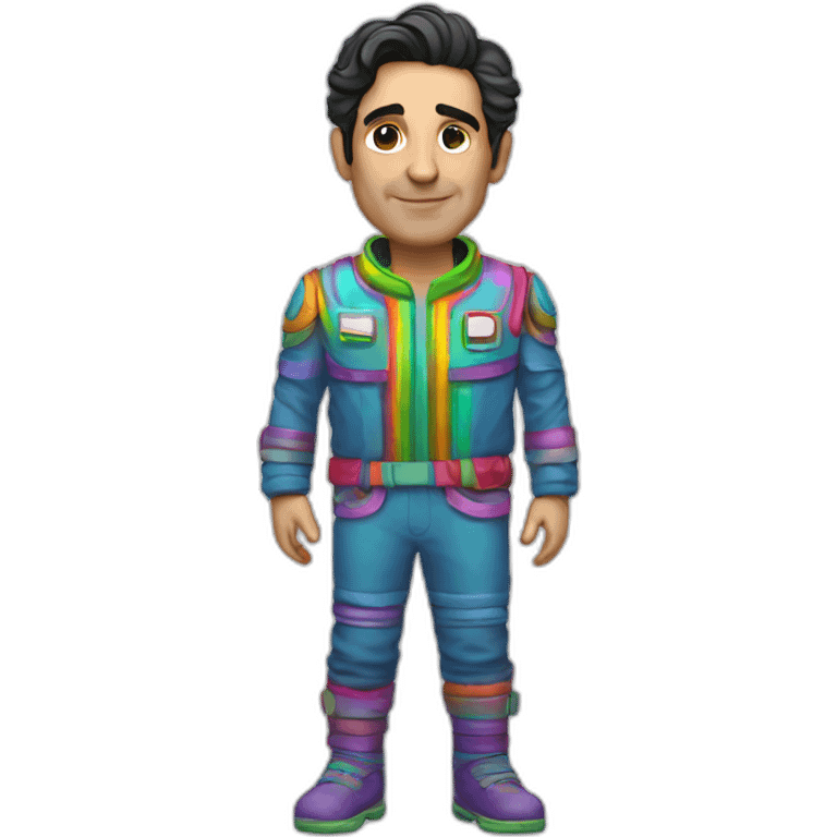 Ben Chaplin rainbow space outfit full body emoji