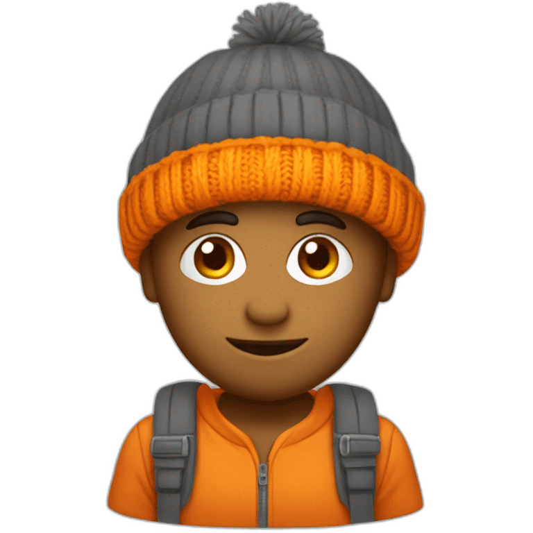 Calvo con gorro de lana naranja emoji