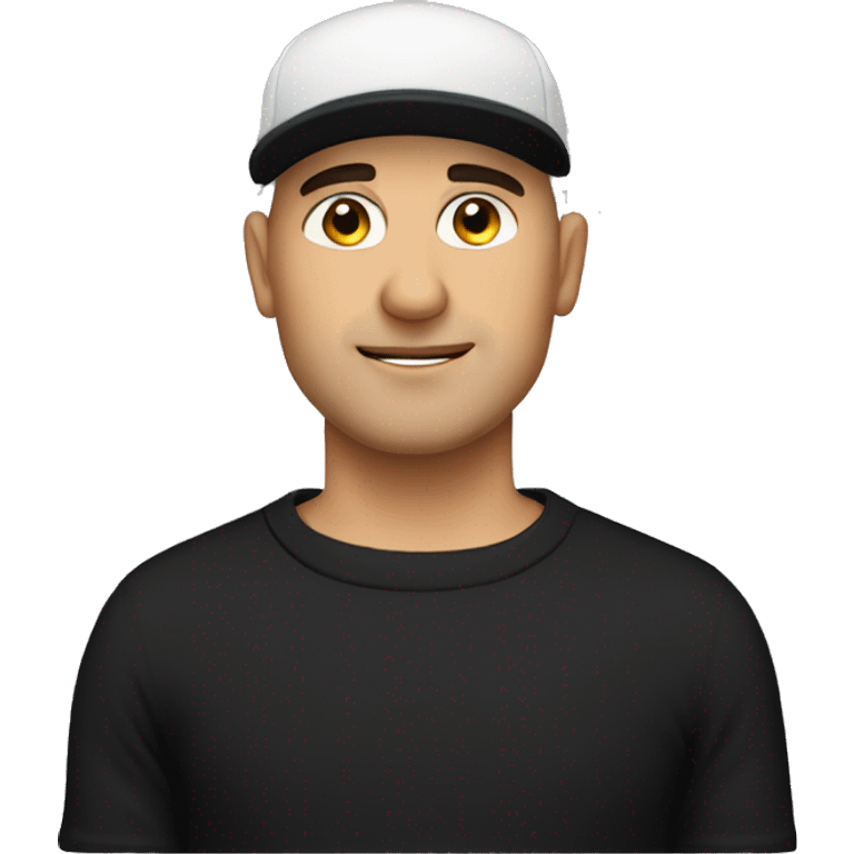 Bald Italian man with black cap and black t-shirt  emoji