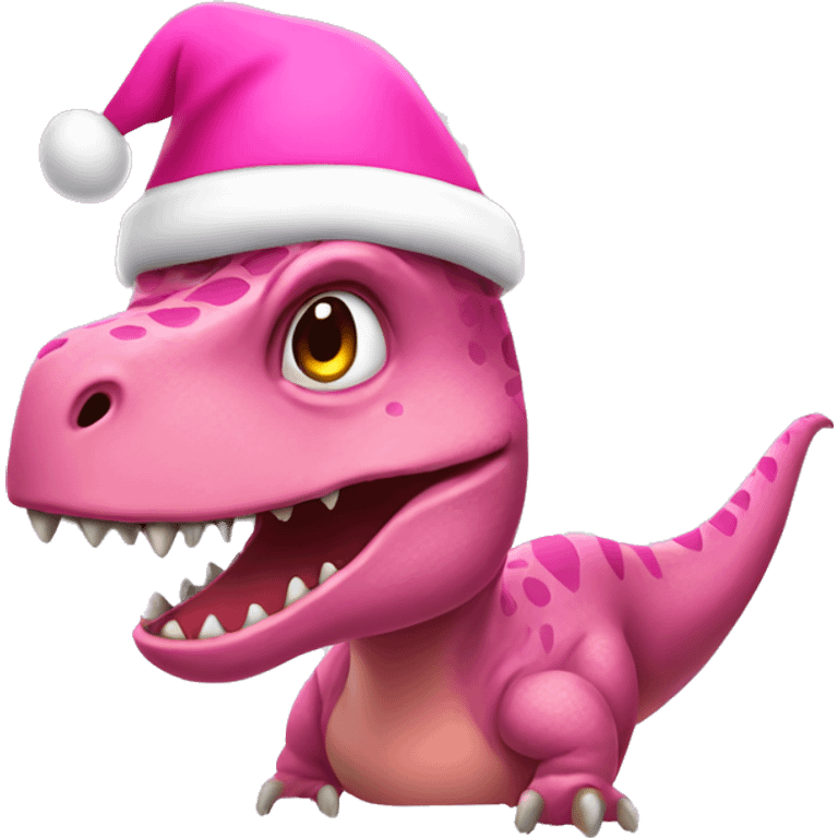 dinosaur in pink santa hat emoji