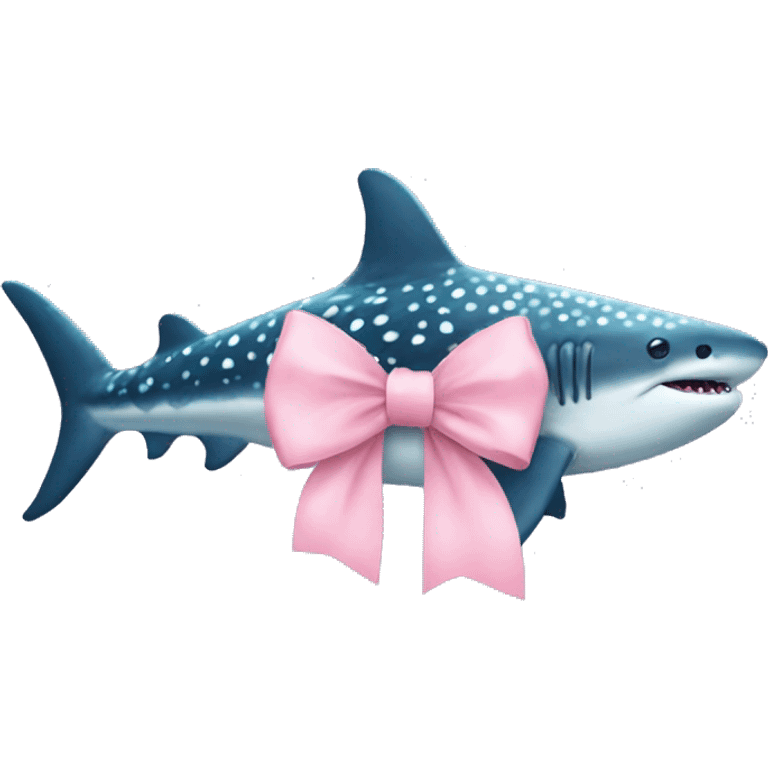 Whale shark with a pastel pink bow  emoji