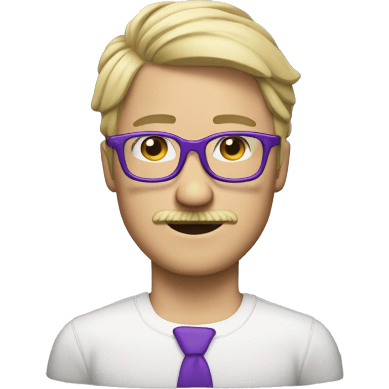 Blond guy with mustache and purple glasses emoji