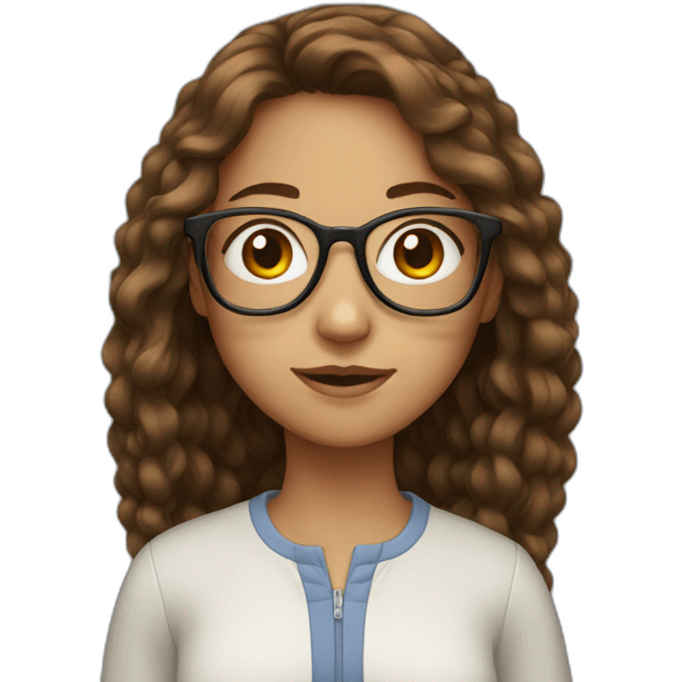 Girl with brown hair in glasses emoji