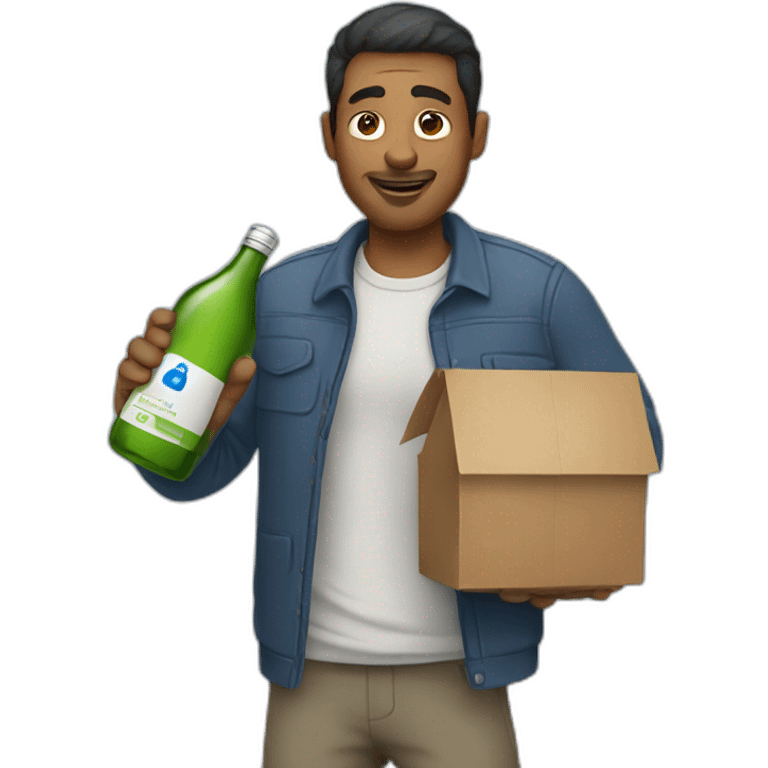 A man carries a bottle emoji