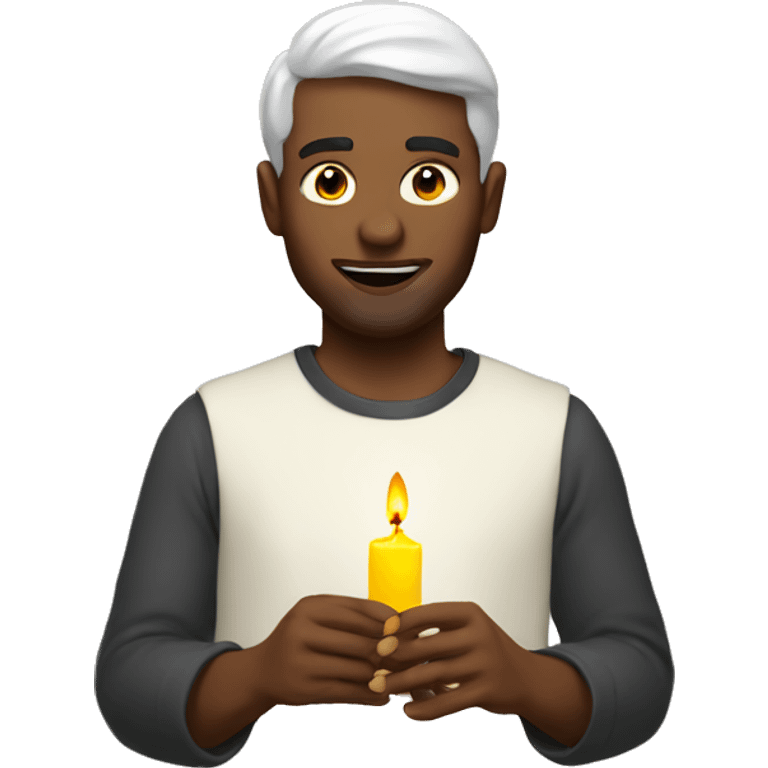 white man lights candles emoji