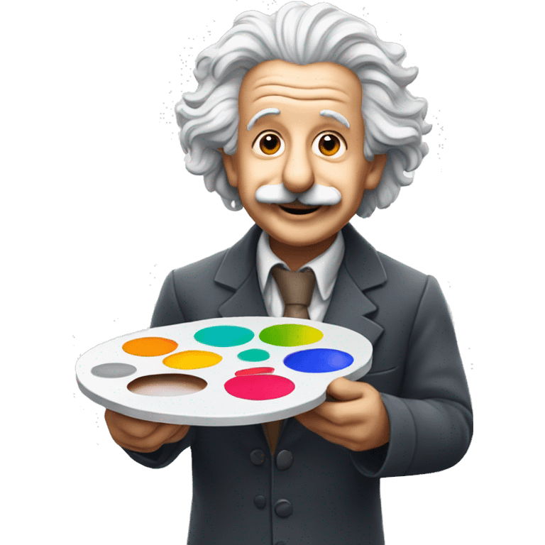 albert einstein happy holding a paint palette emoji