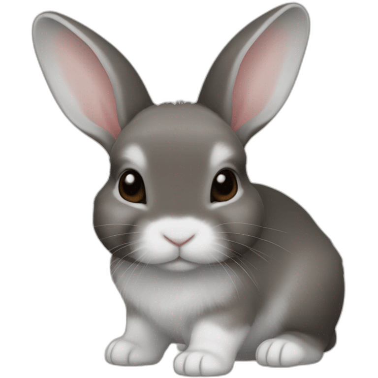 Netherland dwarf bunny with brown / grey fur and white nose and front of toes emoji