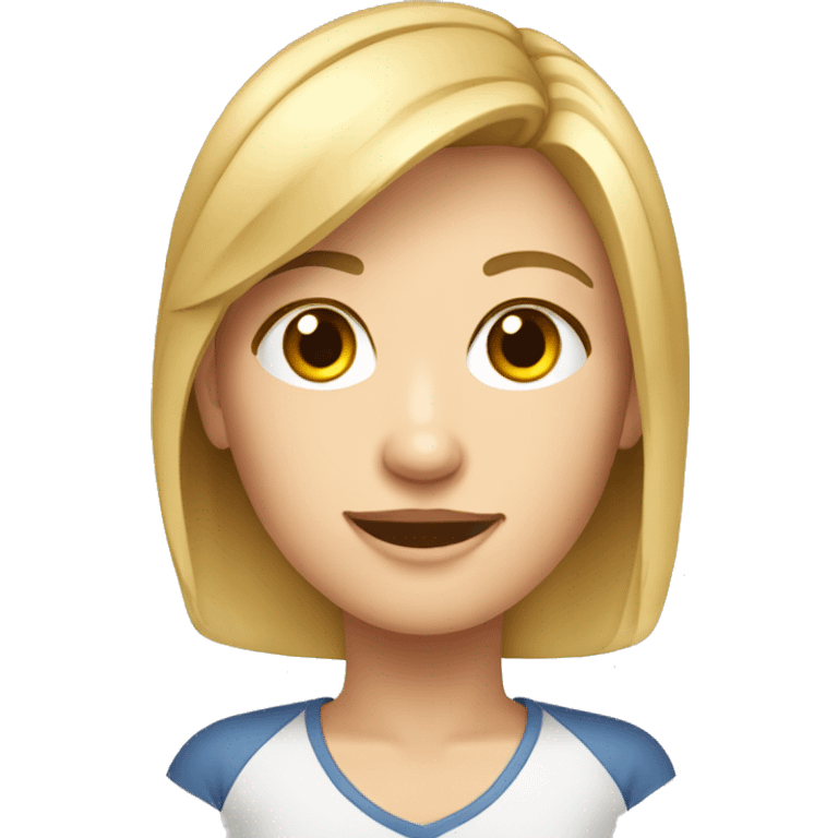 crea un avatar de medio cuerpo de una profesora de primaria rubia y joven emoji