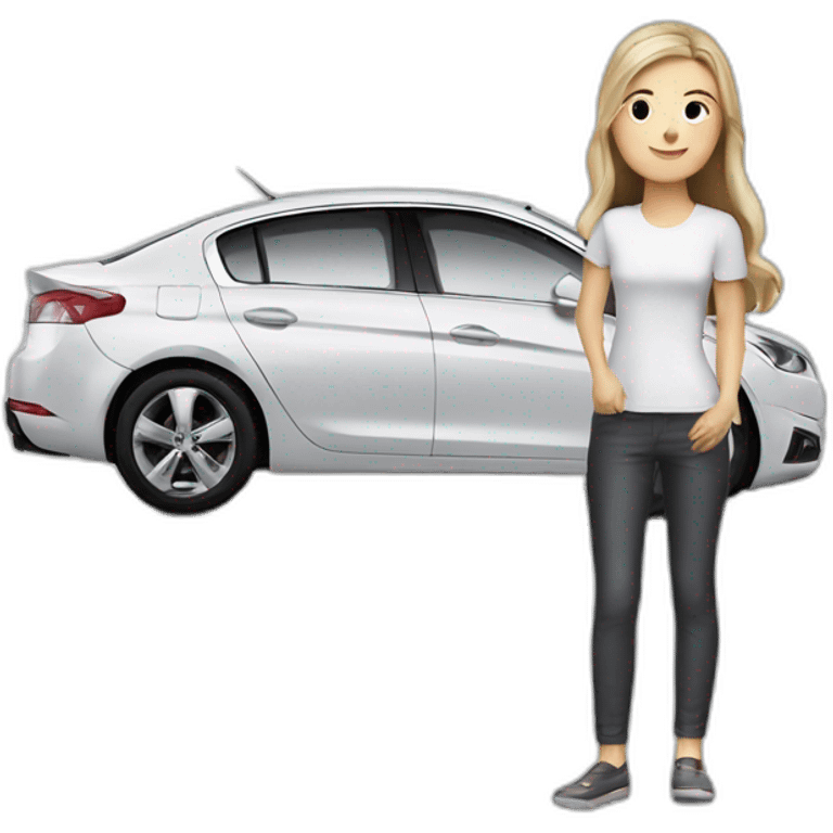 White peugeot 408 with girl emoji