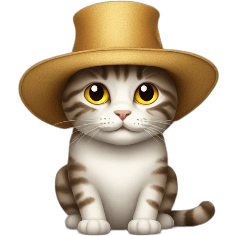 Cat whit a big hat emoji