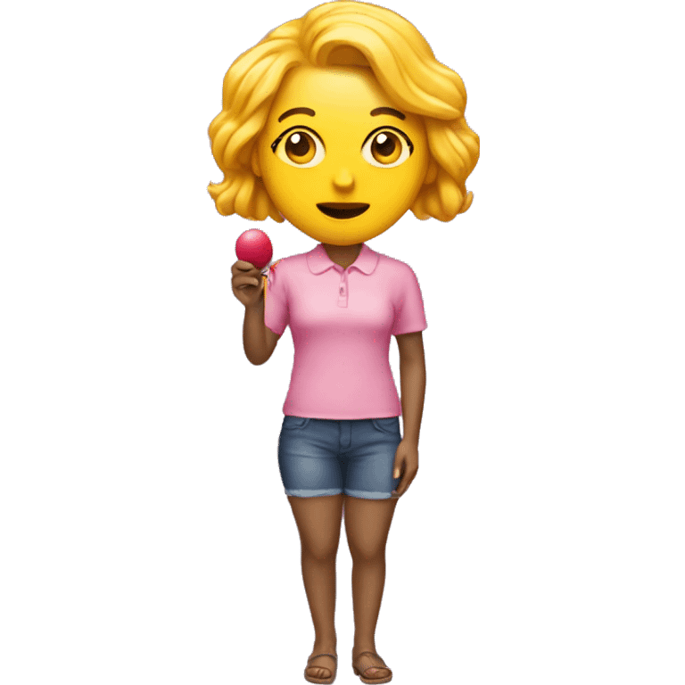 WOMAN EMOJI WITH HUMAN BODY AND LOLLIPOP INSTEAD OF HEAD emoji