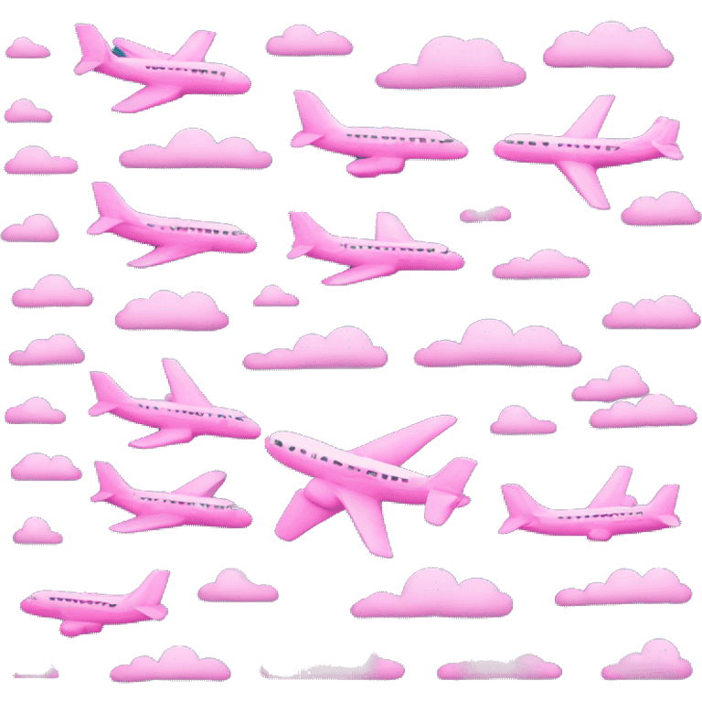 Aerial shape of Hawaiian islands with pink plane flying above emoji