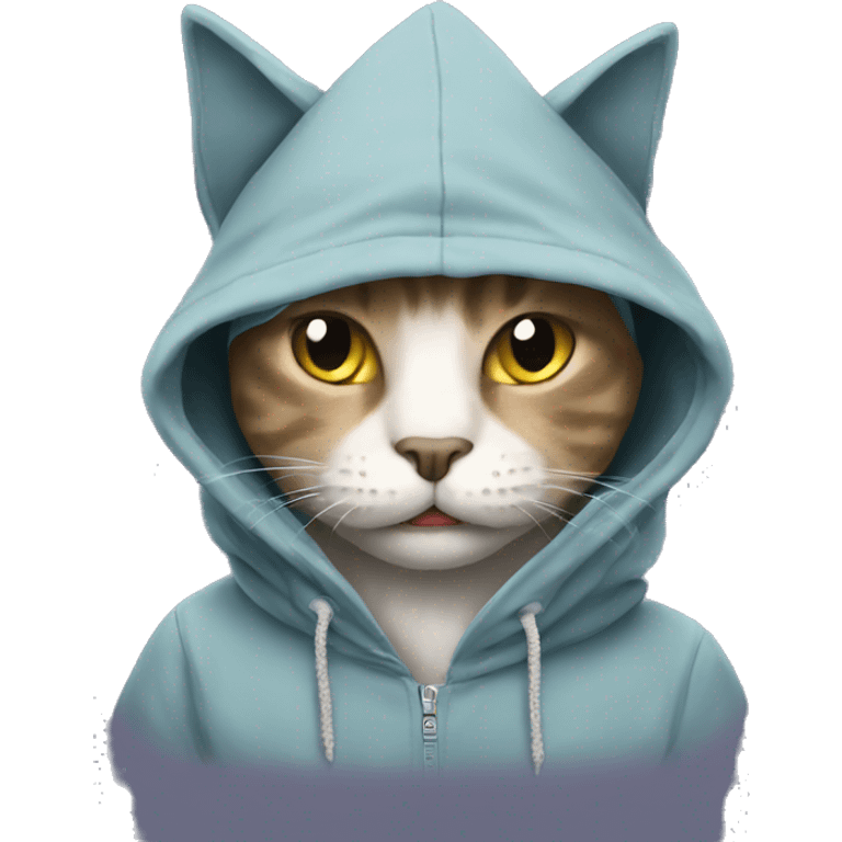 cat with hoodie shark emoji