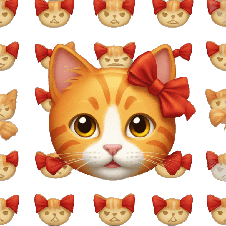 Orange cat with red bow emoji