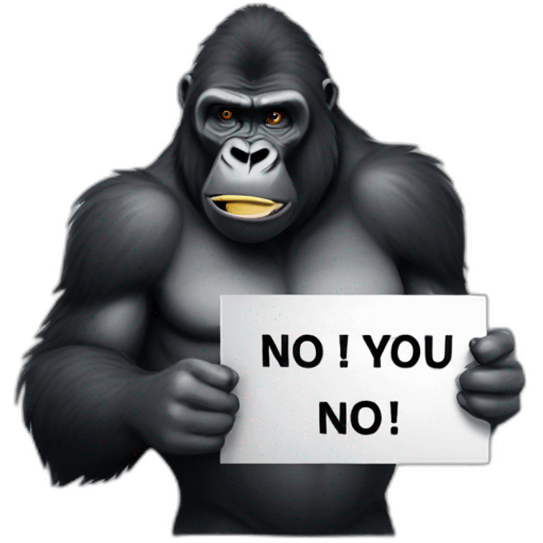 Gorilla holding a sign saying No you Nerd emoji