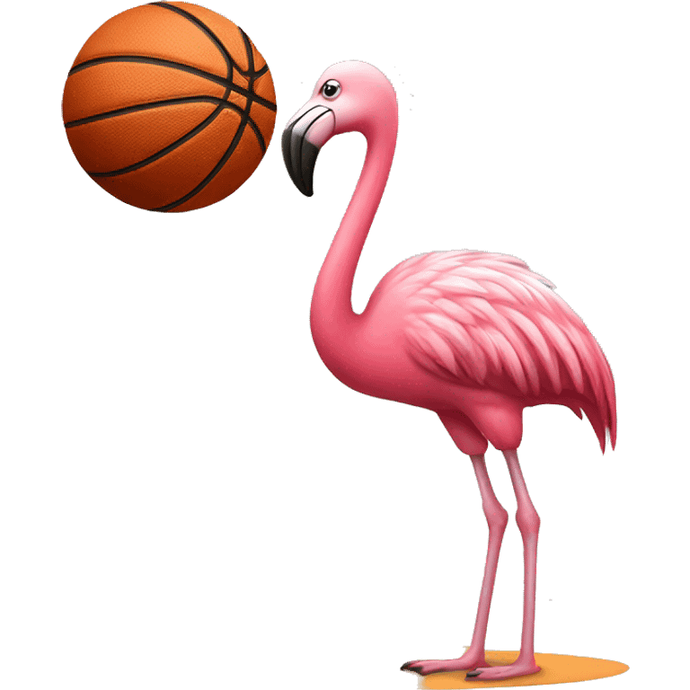 Flamingo playing basketball  emoji