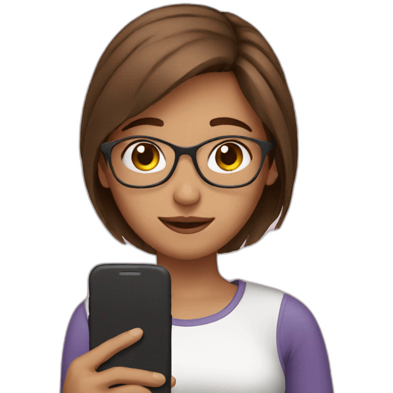 brown hair girl with smartphone emoji