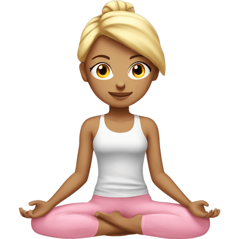 blonde yoga girl light pink clothes n emoji