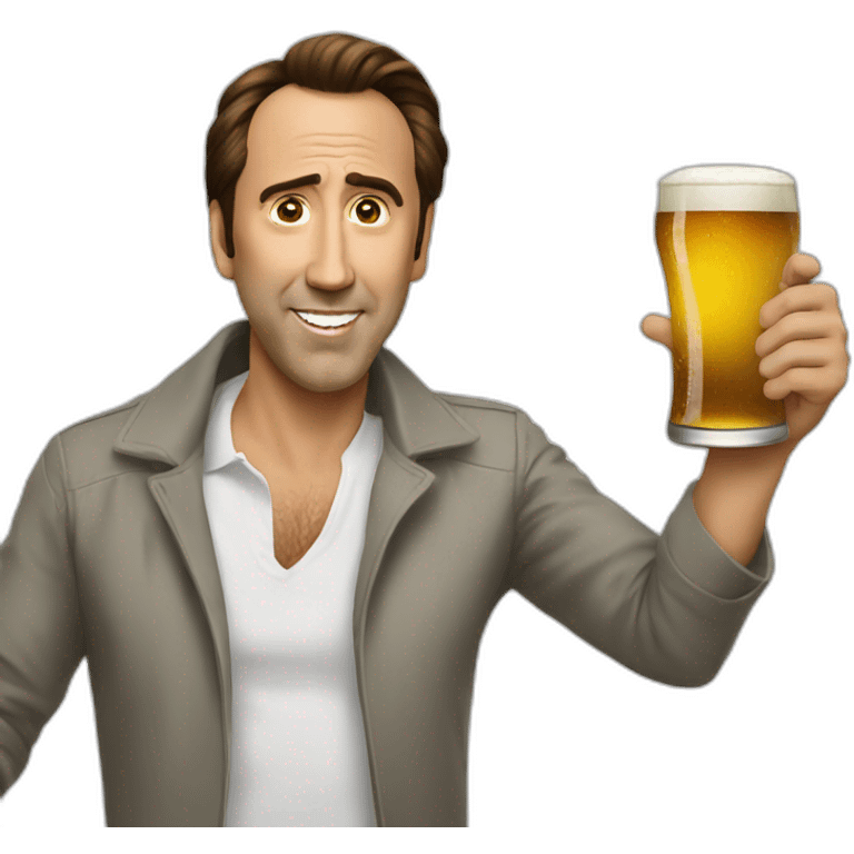 nicolas cage holding a beer emoji