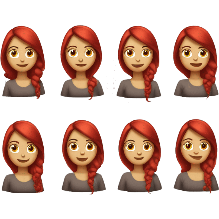 mujer de pelo rojo con largo liso piel clara ojo café y cara redonda  emoji