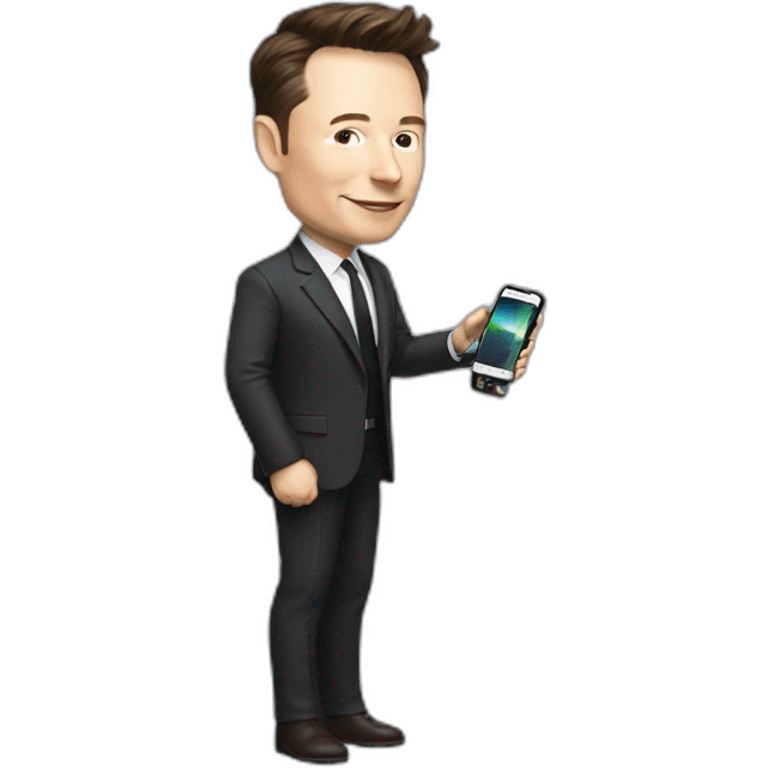 Elon musk holding an iPhone in his hand emoji