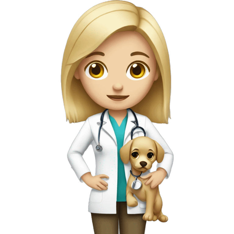 blonde hair girl doctor holding a dog  emoji