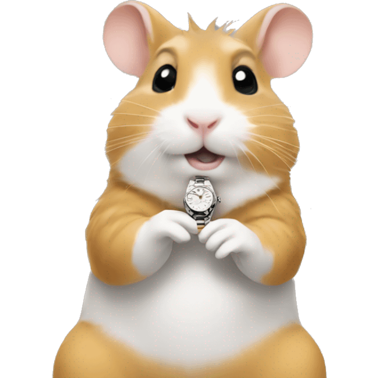 hamster looking at rolex emoji