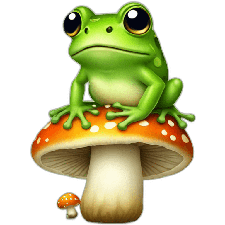 frog sitting on mushroom emoji