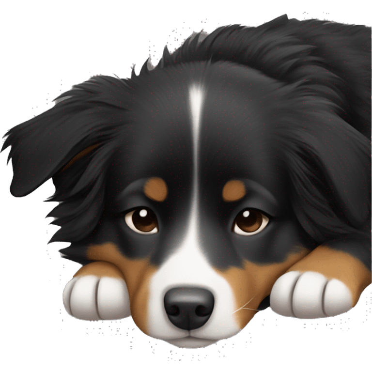 Small black australian shepherd dog sleeping  emoji