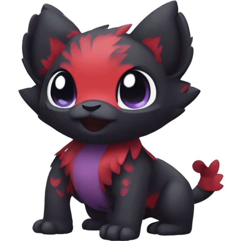 Cute cool dark black red purple animal hybrid Fakemon full body emoji