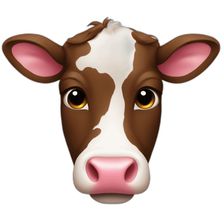 a cow face with pink nose and brown hair emoji