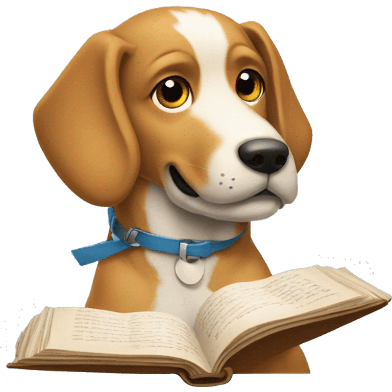 Un perro leyendo un periódico  emoji