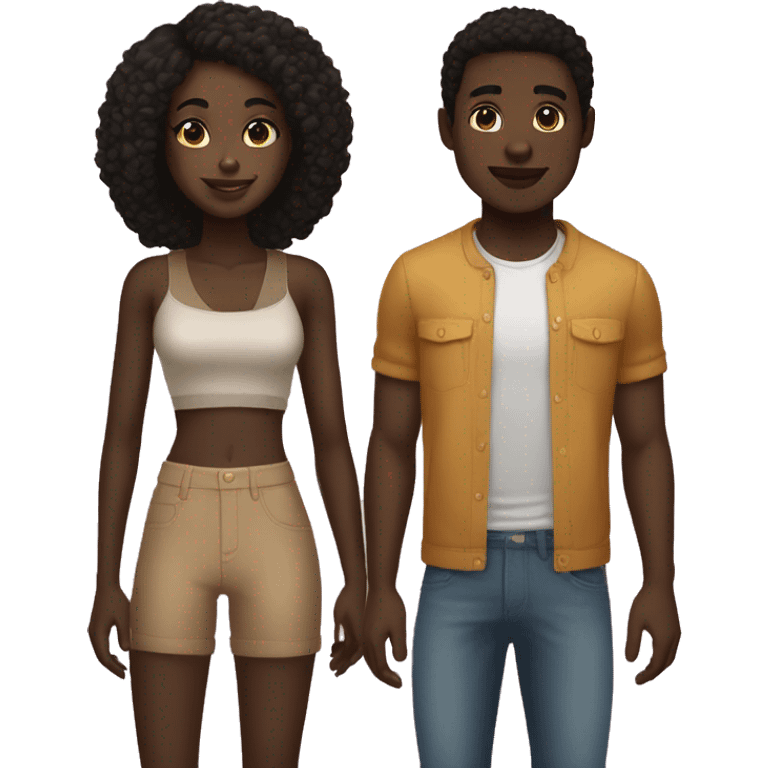 dark skin girl and light skin boyfriendfriend emoji