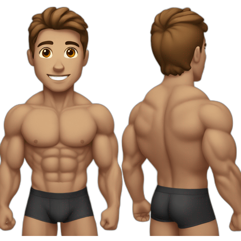 Bodybuilder brown hair without beard emoji