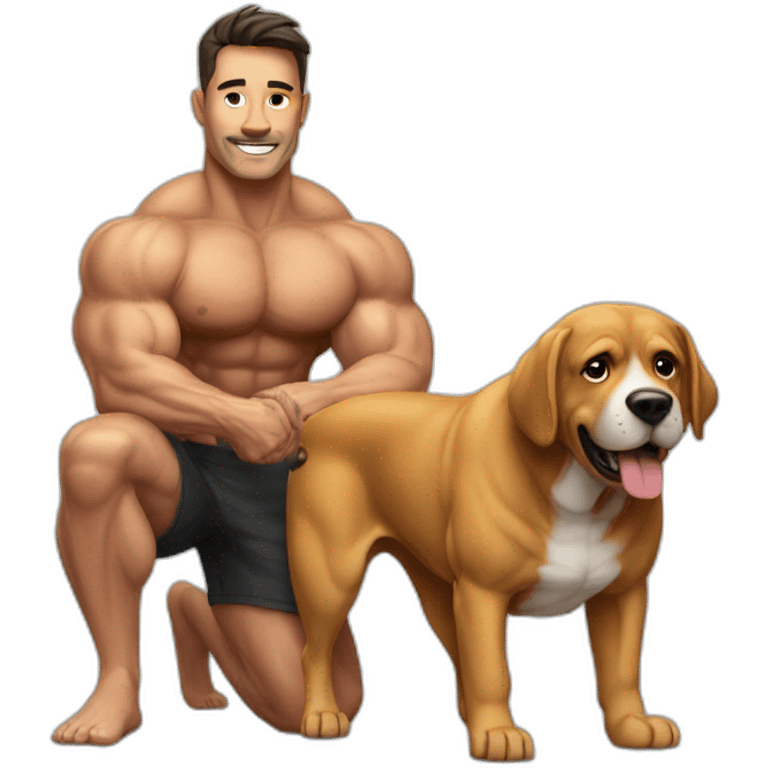 Bodybuilder avec un chien emoji