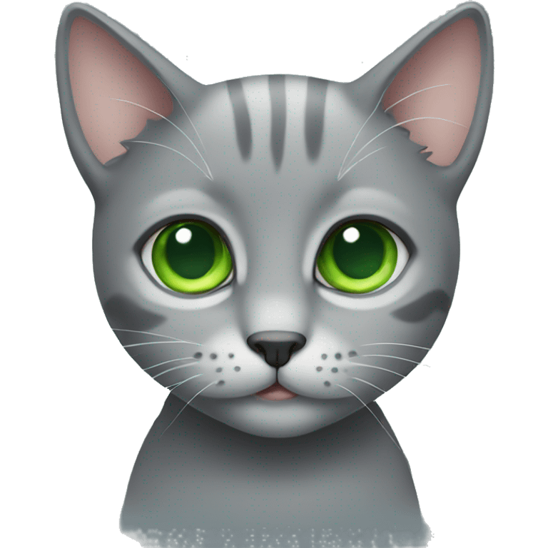 Gray small cat with green eyes emoji