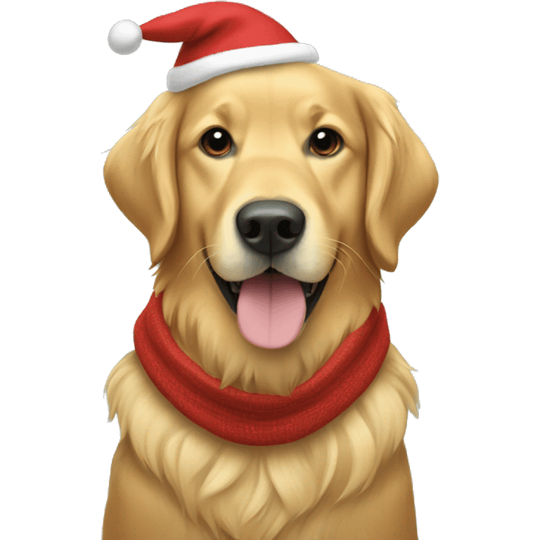 Golden retriever wearing a Christmas hoodie  emoji