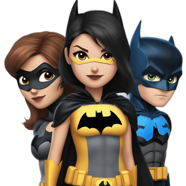 batman batgirl robin nightwing in a row emoji