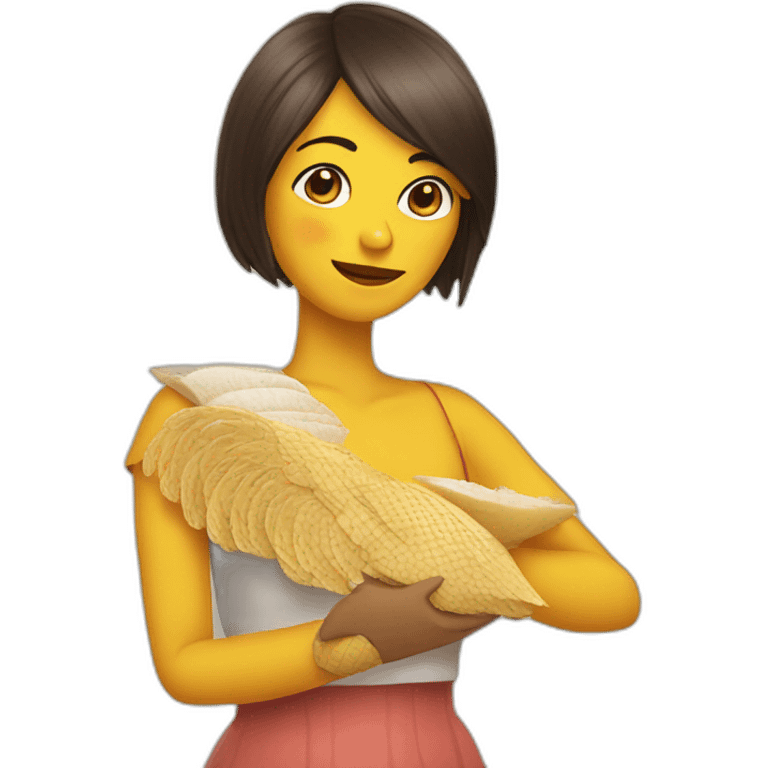 chica con abanico en la mano emoji