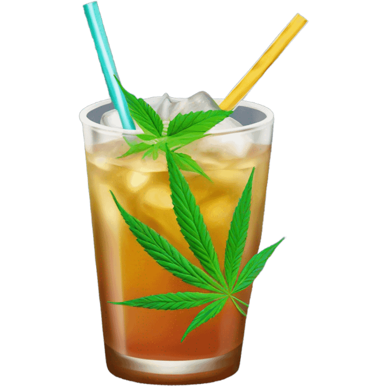 cannabis infused cocktail with straw and ice emoji