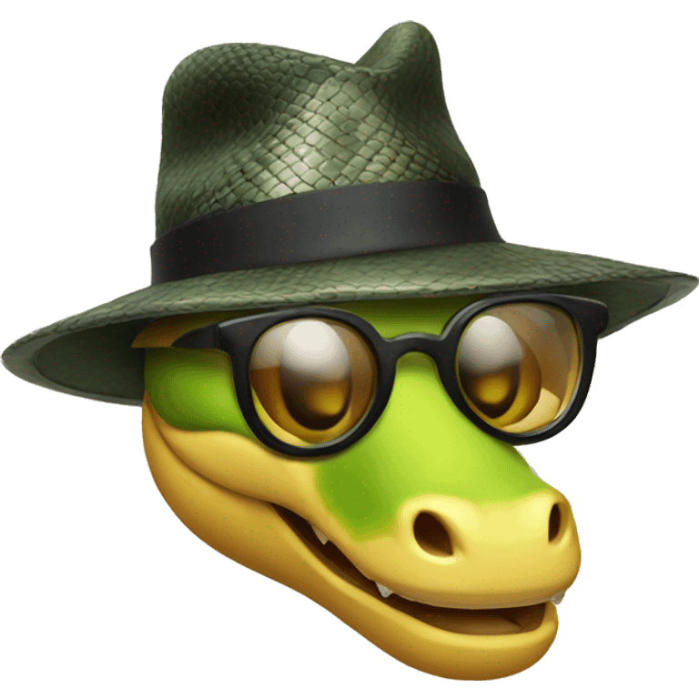 A snake with hat and glasses emoji