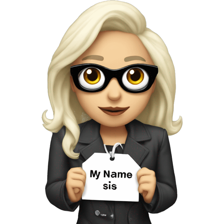 lady gaga with a name tag that says “my name is… MAX RIOS” emoji